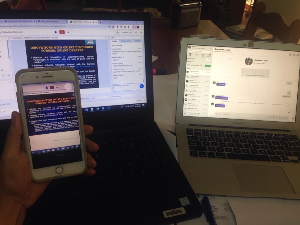 ShikhanrED403's tweet photo. Excellent group presentations conducted #online despite technical glitches by #ED403SemesterOne2019 candidates tuning in from Joburg, PortVila, Honiara & Suva on #elearningcasestudy - Well done everyone, 👏 , what à Finale! https://t.co/QBnqN0DQaq