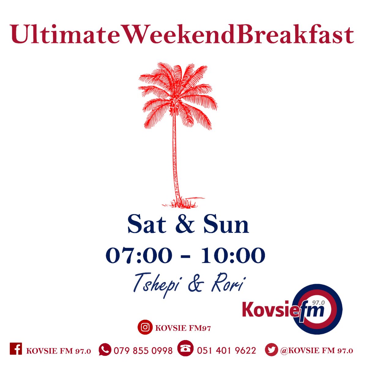 KovsieX's tweet photo. Tune in to #UltimateWeekendBreakfast  with @Rory_Masilo  and @Tshepiismyname  on your #UltimateCampusRadio https://t.co/q3xAZMsTaB