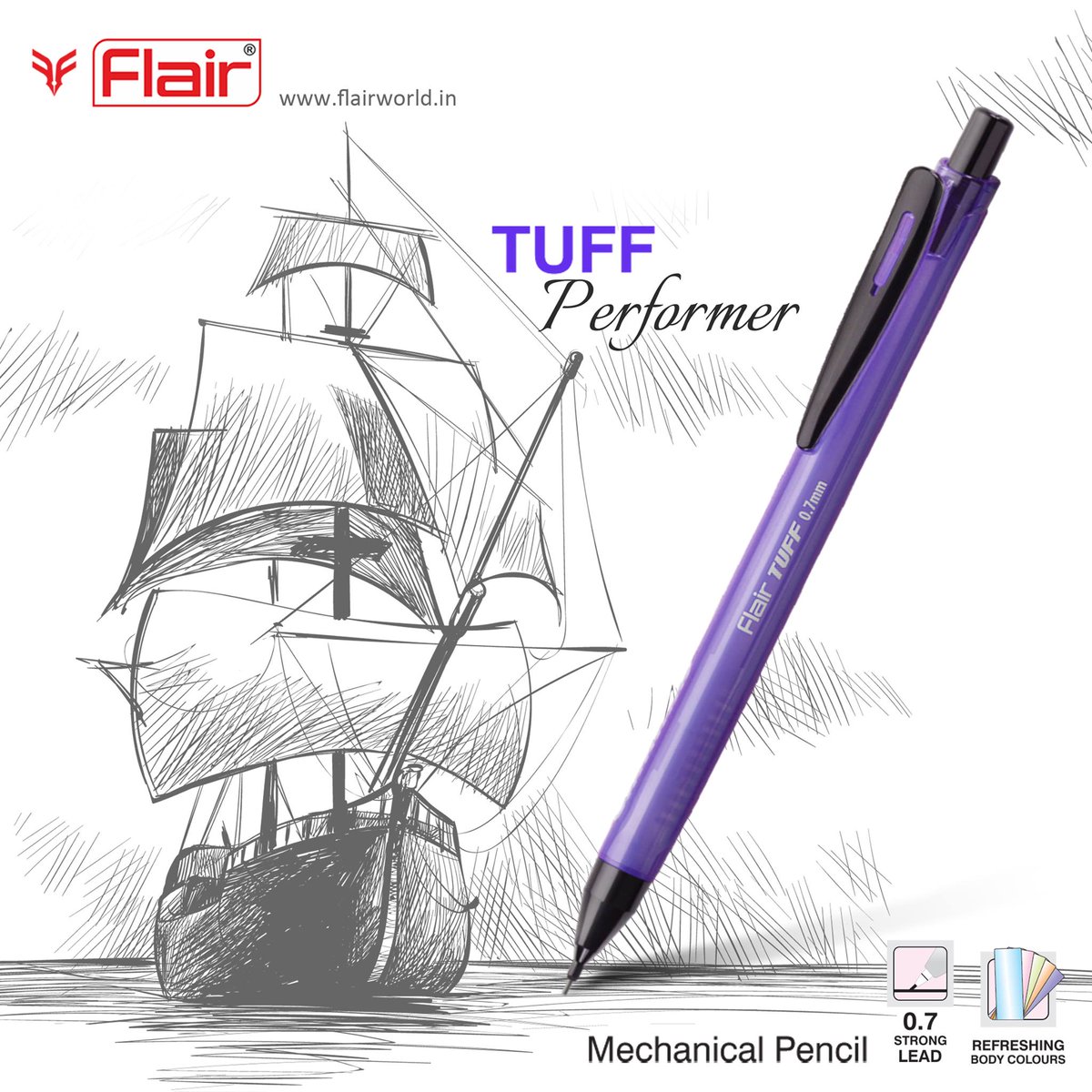 Sketching is now more fun with Flair TUFF mechanical pencils ✍️

#flairworld #flairpens #Tuff #mechanicalpencils #sketching #fun #drawing #refreshingbodycolours #stronglead #writingcommunity