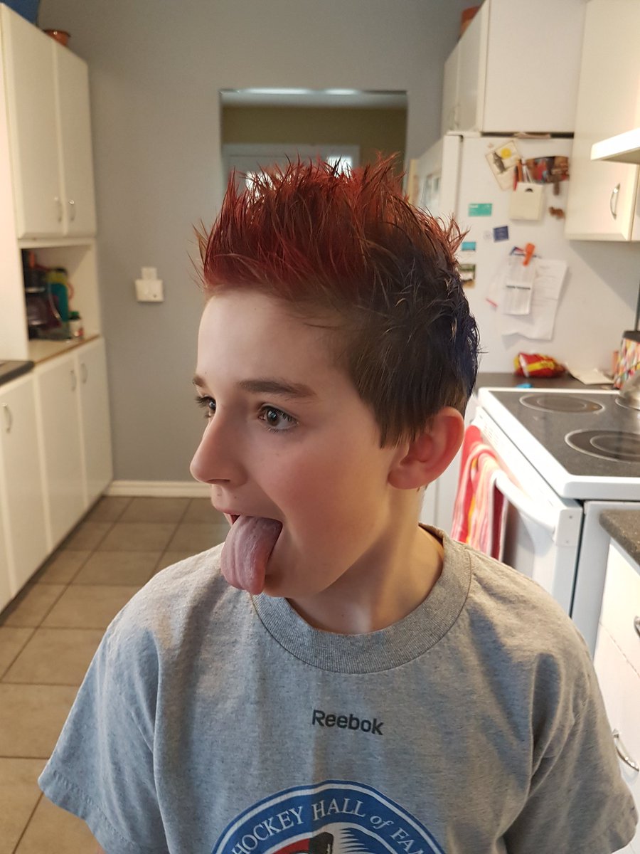 #hockeyhaircontest Oakville Rangers Blue and Red