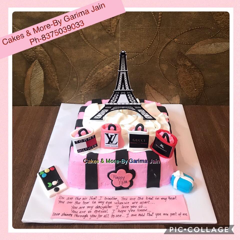 cakesnmorebygj's tweet image. #CreamCake #ParisCake #EiffelTowerCake #ShoppingBagsCake #17thBirthdayCake