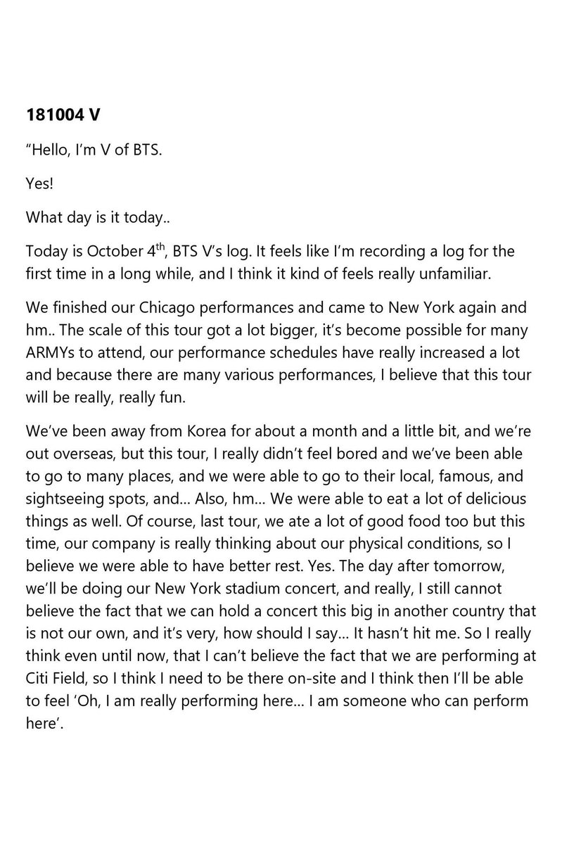 cafe_army's tweet photo. 🎥 181004 V’s log
https://t.co/mDwTliY7mR

Full English translation

Blog link:
https://t.co/8kP2zobxFX

@BTS_twt #BTS #방탄소년단 https://t.co/yWLqGbLEAy