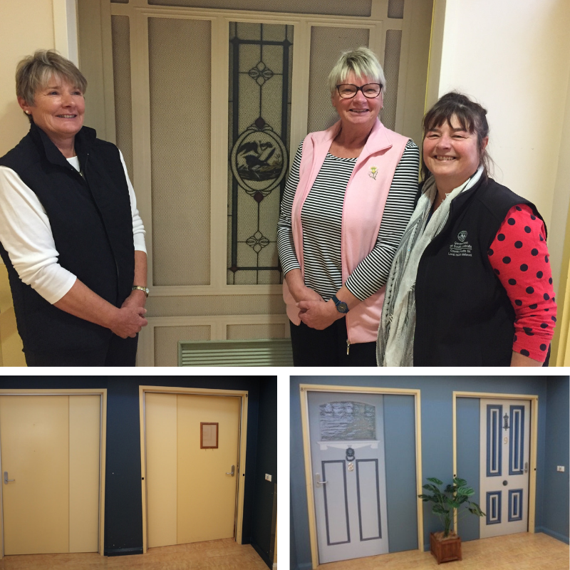 SAHealth's tweet photo. Bordertown’s Charla Lodge is the first aged care site in South Australia to use ‘True Doors’ to enhance the living environment for residents. 
True Doors are stick-on doors which are an image of a ‘real’ front door. 🚪 
Residents, their families and staff are very impressed! https://t.co/ECuIX5kvH5