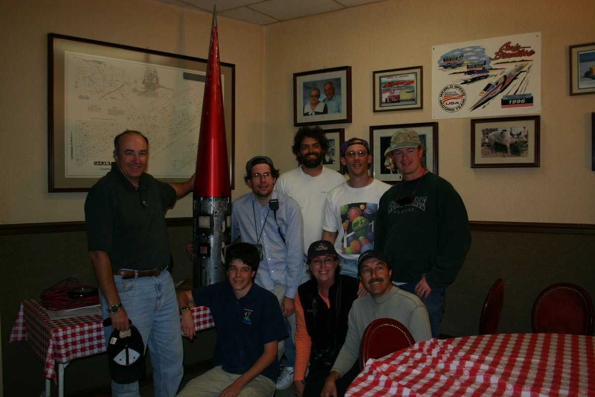 ikluft's tweet photo. Long-needed celebration back at Bruno's (only restaurant in town) in Gerlach. Eric Knight @i_eric and his Avionics Team finally got to see their now-space-flown hardware. They downloaded the data from the flight computer. Others retrieved memorabilia from the nose cone. #NewSpace https://t.co/AGuDO1PvHG