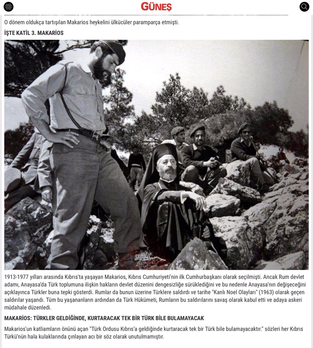 SN EKREM İMAMOĞLU...
BEYLİKDÜZÜ'NE KIBRIS KAHRAMANI DENKTAŞ'IN HEYKELİNİ DİKİYORSUN, ANLADIKDA...
RUM PAPAZ MAKARİOS'UN TÜRKİYE DE
BİR ANITTA NE İŞİ VAR?⤵️

İNSANLARIN KAFASI KARIŞINCA DA KIZIYORSUN.
MAKARİOS'U SEVİYORUM DE, İTİRAF ET, SÖZ ALKIŞLAYACAĞIM.
MAKARİOS'U DA TANIYIN⤵️