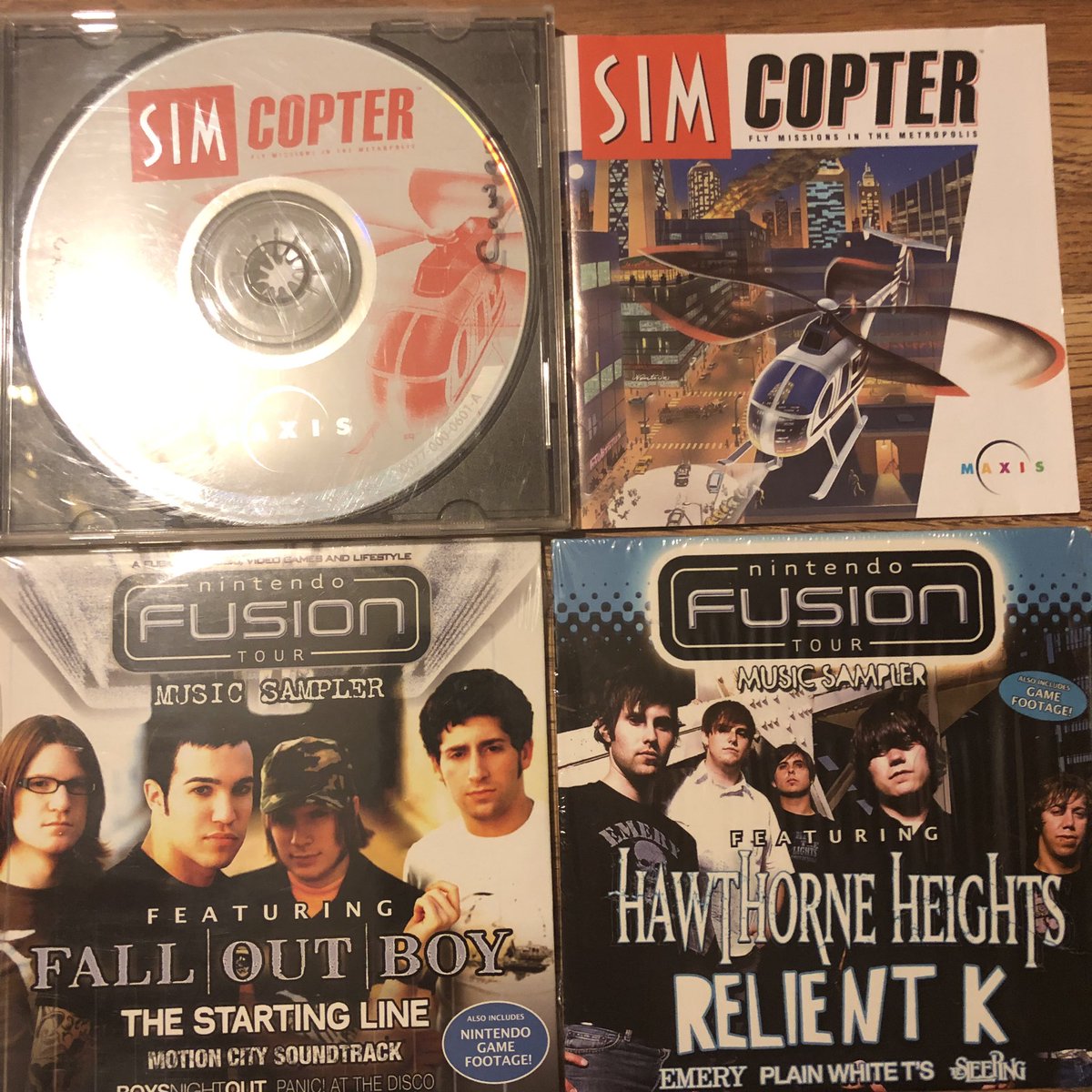 LongwoodGeek's tweet photo. So here are the photos of what @PuckBrandGaming &amp; I picked up on our trip to and from TN. The “Crimson Skies” book will be going to @DrunkenMstrPaul &amp; Puck found the unpatched “SimCopter” version thanks to @lazygamereviews vid on it: https://t.co/DrT8tL5Vy6 #pickups #puckups https://t.co/8CYURyjBnZ