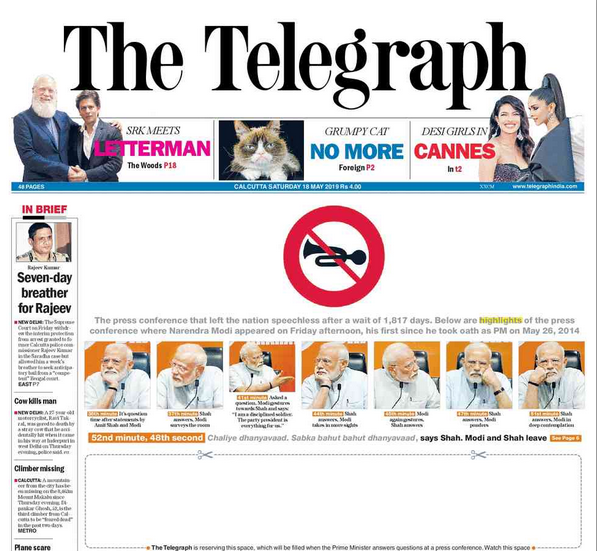 ttindia's tweet photo. Front Page: The Prime Minister will attend a press conference, so no questions please.
READ: https://t.co/SFR9rv971G https://t.co/zsjPnTa8qH