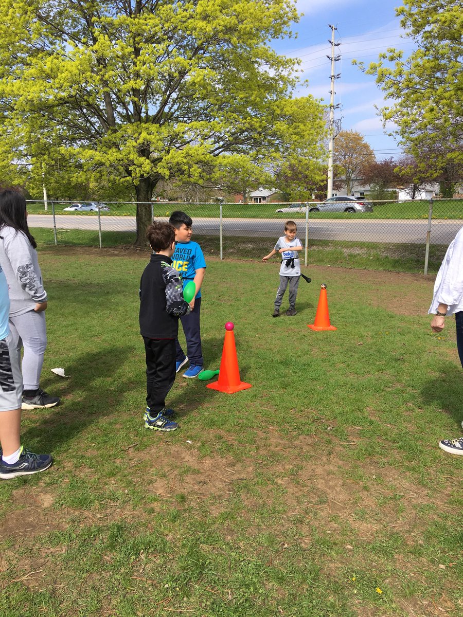 Not as easy as it looks- target games today - lots of fun ⁦<a href="/StTimothyDPCDSB/">St. Timothy School</a>⁩ #wellnessday