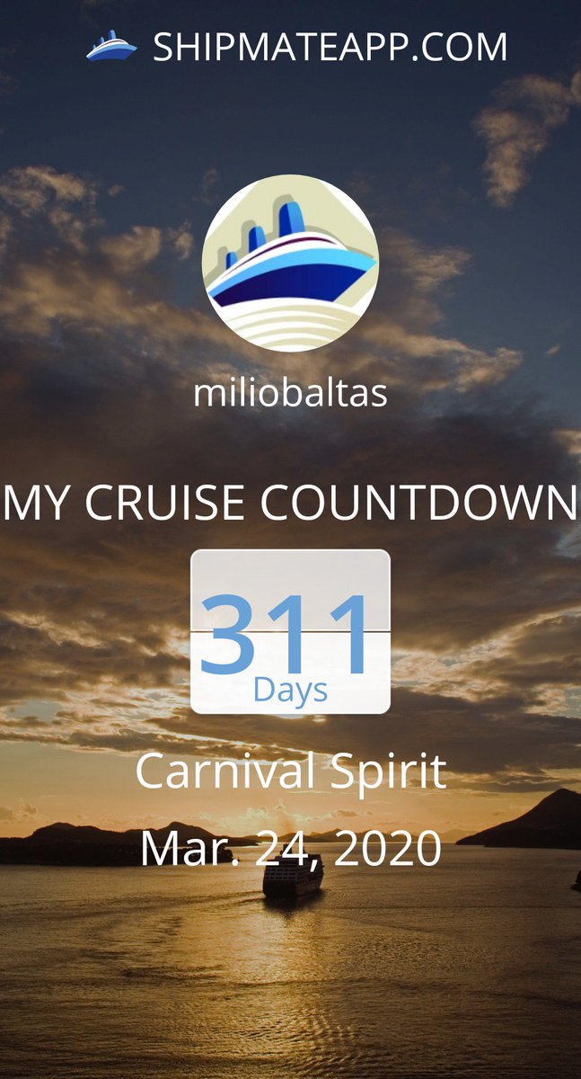 #CruiseCountdown: 311 days until I'm #shipfaced on #CarnivalSpirit cruiseline.com/rollcall/18-da… via <a href="/ShipMateApp/">Shipmate Cruise App</a>