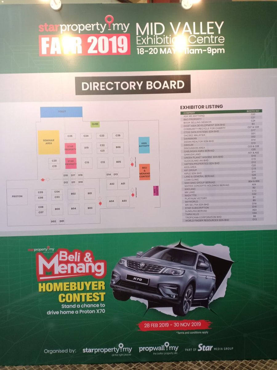 DACSEEOFFICIAL's tweet photo. Good day everyone! Head down to Star Property Fair 2019 at Mid Valley Exhibition Centre today. Starting at 11 AM until 9 PM. Find Dacsee at booth D01, behind Mah Sing Group booth.
#DacseeJoy #JoyDriver #StarPropertyFair2019 https://t.co/8ubF91moIm