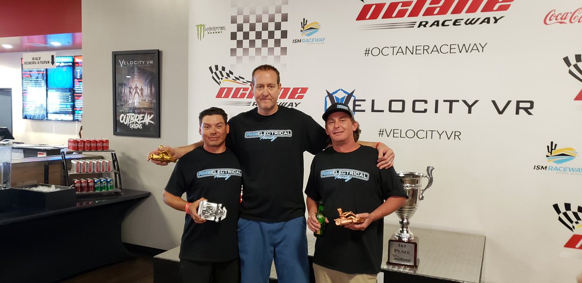 AMEelectric's tweet photo. AME Foreman Party today at Octane Raceway!
🥇Andy Reinbold
🥈Angel Cabrera
🥉Jon Merrill
🐢 award graciously accepted by Todd (iced tea in hand of course) https://t.co/InhbQ8XrFG