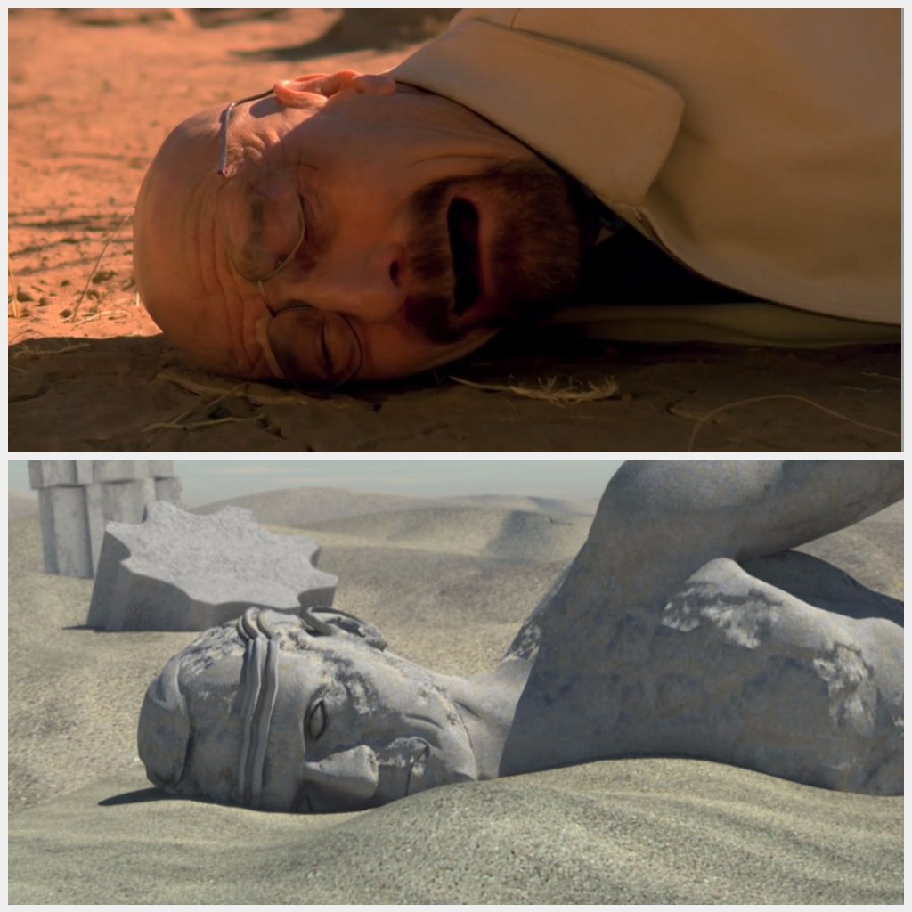 CinemaGrids on X: An iconic image from BREAKING BAD s.5 ep. 14, Ozymandias,  the best hour of TV ever made (wr. Moira Walley-Beckett, dir. Rian Johnson),  and a depiction of the broken