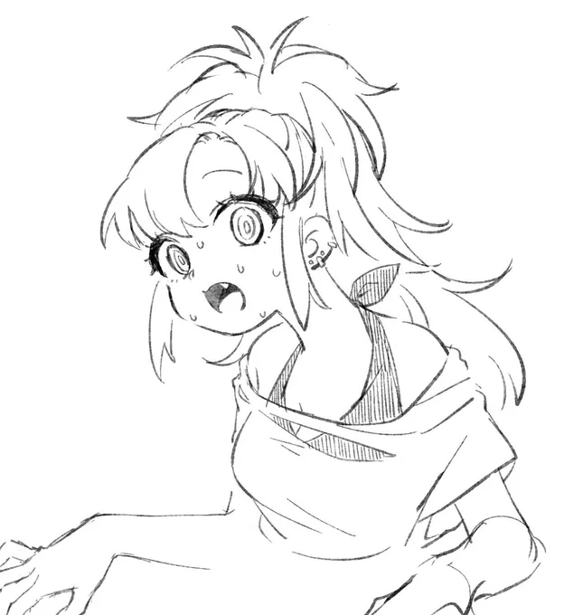 これは一昨日の夜に手癖で女の子描いたやつ 