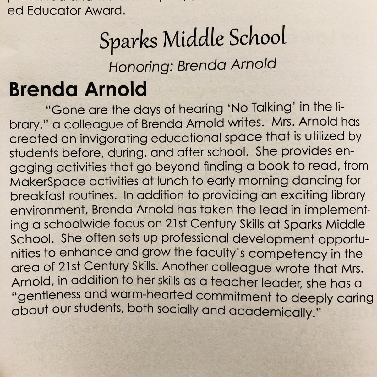 brenarnold's tweet photo. It’s always humbling to be recognized for your service. Thank you Barbara Barker and Carol Perrigo for your kind words. It’s easy to be devoted when you do what you love💗🦄 https://t.co/mG6xM3VDw4
