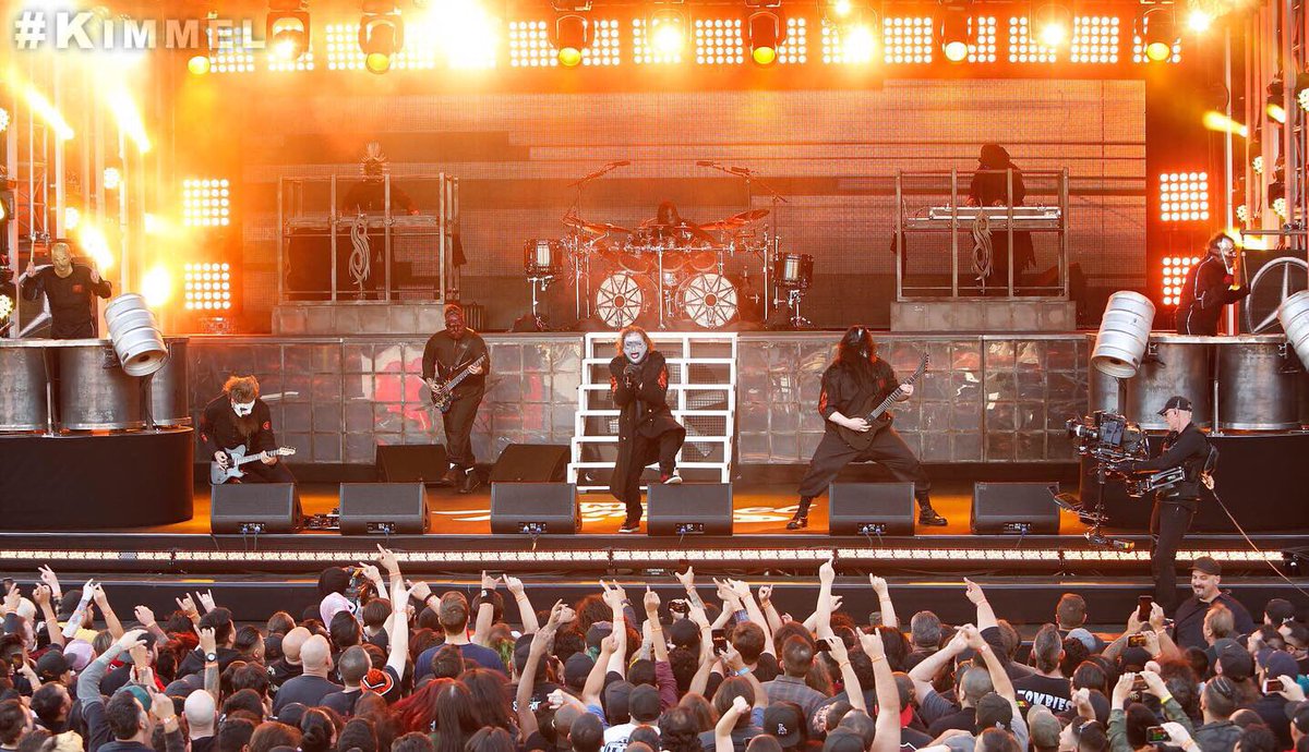 slipknot's tweet photo. Thank you, Los Angeles. It’s good to be back. Watch us on @JimmyKimmelLive - tonight on ABC. #KIMMEL https://t.co/qApMjNOssw