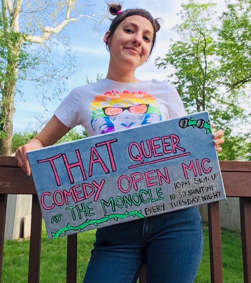 treebranchez's tweet image. Starts June 11th at The Monocle. Priority is given to LGBTQ+ 🏳️‍🌈 and women comedians! Sign-up at 10pm, showtime at 10:30pm!