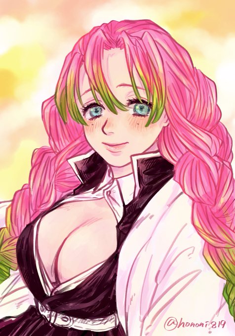 ほのにすんさんがTwitterに投稿した甘露寺蜜璃(鬼滅の刃)のイラスト。