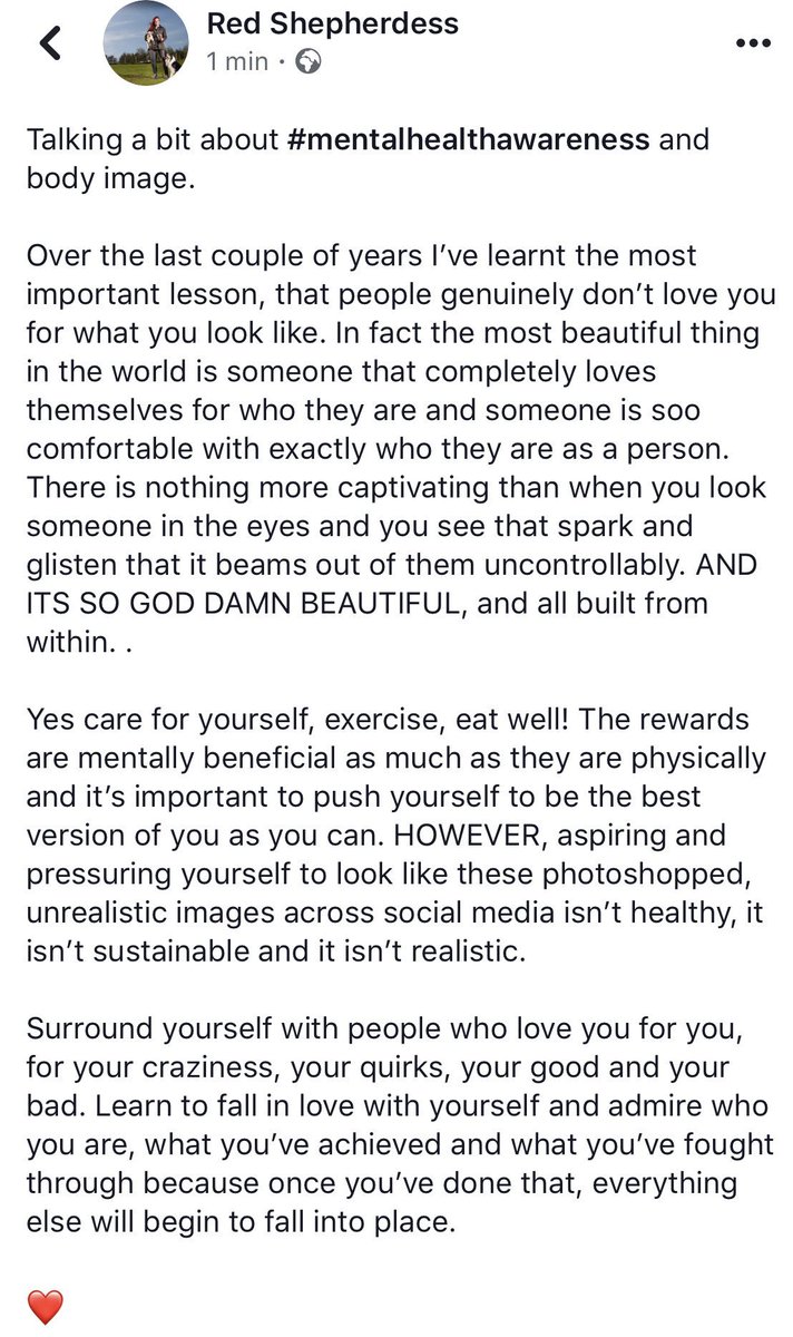 redshepherdess's tweet photo. Talking a bit about #MentalHealthAwarenessWeek and it’s theme ‘body image’

❤️ #builtfromwithin https://t.co/hk2GVsID2n