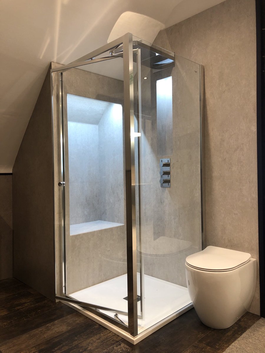 ImageDesignsol1's tweet image. #BespokeShowers we fitted a Crosswater inset door shower enclosure and created a seating area that goes into the the roofline of the loft utilising the wasted area by giving additional space and added comfort to enhance the luxury of showering. #ImageDedication