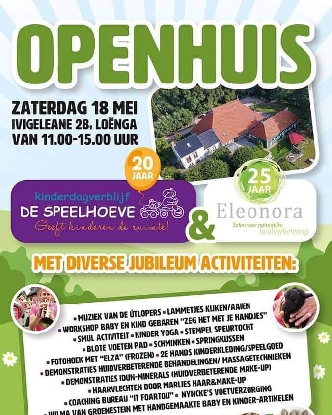 Vanmiddag treden we op bij het open huis van Kinderdagverblijf De Speelhoeve en Eleonora - salon voor natuurlijke huidverbetering. Twee trouwe Utlopers-partners die hun jubileum vieren! Kom jij ook kijken? We spelen tussen 11 en 3!