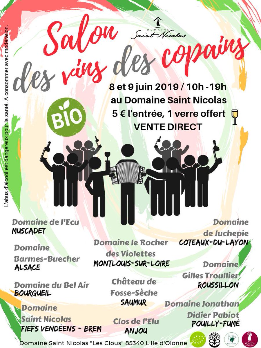 👉 RDV le 8 &amp; 9 juin au Domaine Saint Nicolas pour le SALON DES VINS DES COPAINS ! 🍷 Venez rencontrer les vignerons copains de Thierry Michon et déguster leurs incroyables cuvées ! Entrée : 5€ et un verre offert !