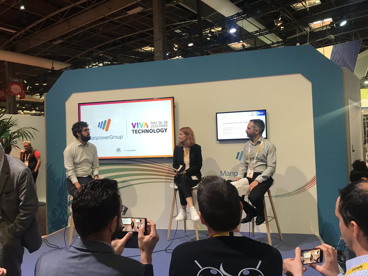 Début de la conférence sur les nouveaux métiers de la #robotique et de l’#iA sur le lab. <a href="/ManpowerGroupFR/">ManpowerGroup France</a> #vivatech avec <a href="/benjamingans/">benjamingans</a> <a href="/CapEdFab/">EdFab</a> @MargotFilleton <a href="/calibanofficial/">Caliban</a> <a href="/SidetradeFR/">Sidetrade France</a> <a href="/HerrDoktorFunk/">Clément Chastagnol</a>