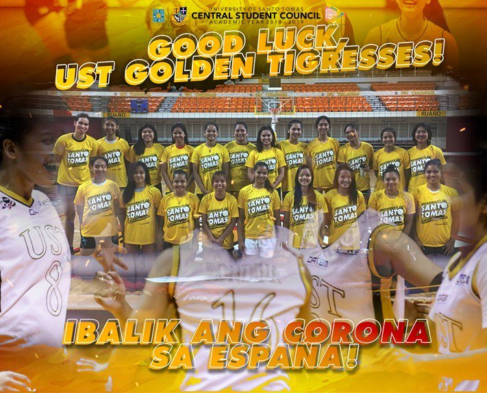 Laban, USTe! #ParaSaUSTe!

Now that we are in the endgame, there is nothing else left to do but to bring back the crown to UST.

Let's all growl as one in #UAAPSeason81Volleyball for our UST Golden Tigresses!

Board by: Phoebe Baula

#KamiNaman
#OwnTheCrownUST
#CSCMoveFurther