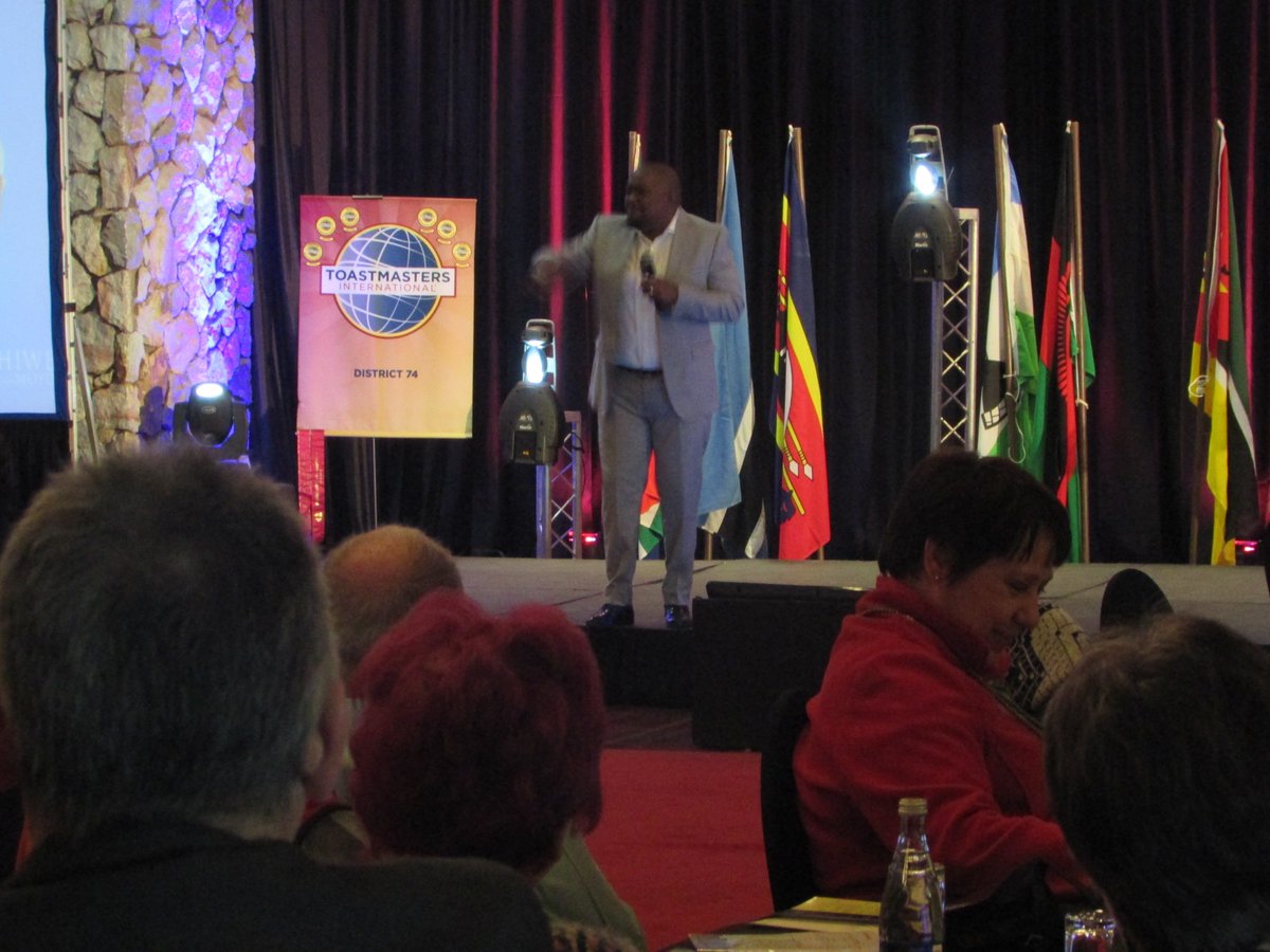 MichaelBratt8's tweet photo. "Very entertaining talk by @SiphiweMoyo at @Toastmasters' #OURCon conference at @ThabaEcoHotel. Keeping the audience in stitches. #PeopleMakingHistory #Proudtoastmaster https://t.co/PcbbOhcxLl