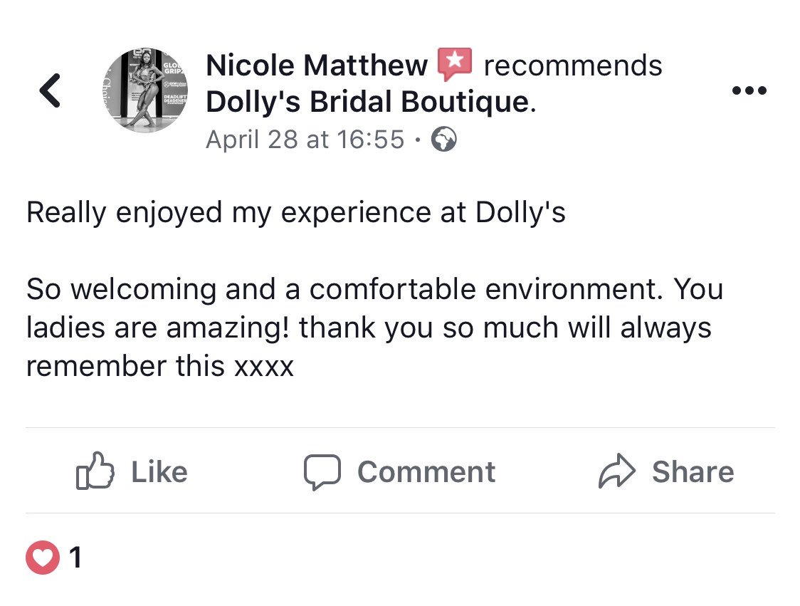 Don’t just take our word for it!
Look at this review given to <a href="/dollysbridal/">Dolly's Bridal</a> by gorge Bride-to-be Nicole following her fitting.It’s such a feel good feeling &amp; makes us so excited about our future apts!We ❤️what we do!#bedfordbridalshop #bedfordshirebridalshop #bridal