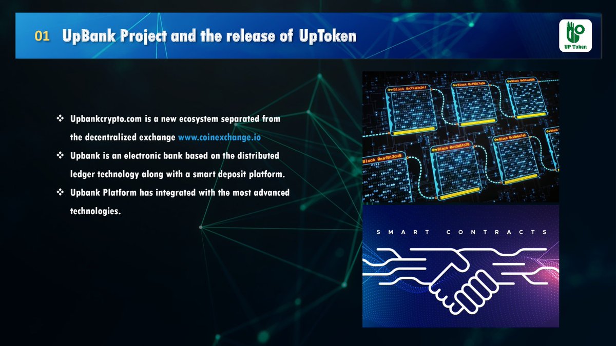 UpToken2's tweet image. 👍 UPBank platform has integrated with the most advanced technologies:

🎗 MULTI-CHAIN TECHNOLOGY: Store many coin types, integrate swapping token between coins, remain high-speed transaction.

#UPToken
#UPBank
#Ecosystem