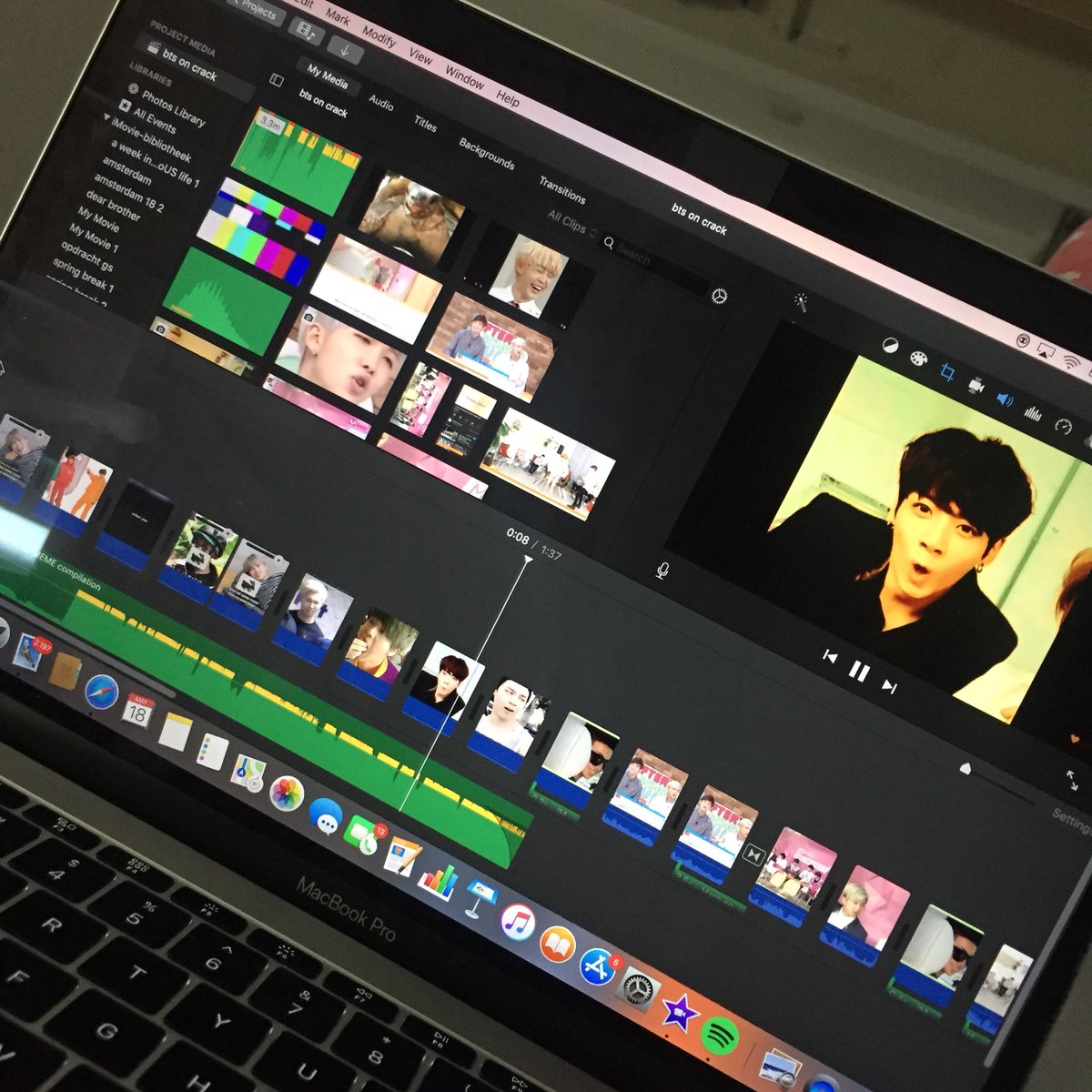 Kinda editing a bts on crack video
