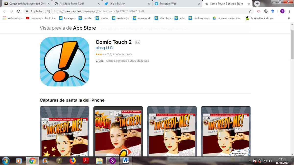 #TICNebrija una app para IOS que sirve para hacer comics, es muy fácil e intuitiva e incorpora bastantes filtros en su edición gratuita: itunes.apple.com/es/app/comic-t…