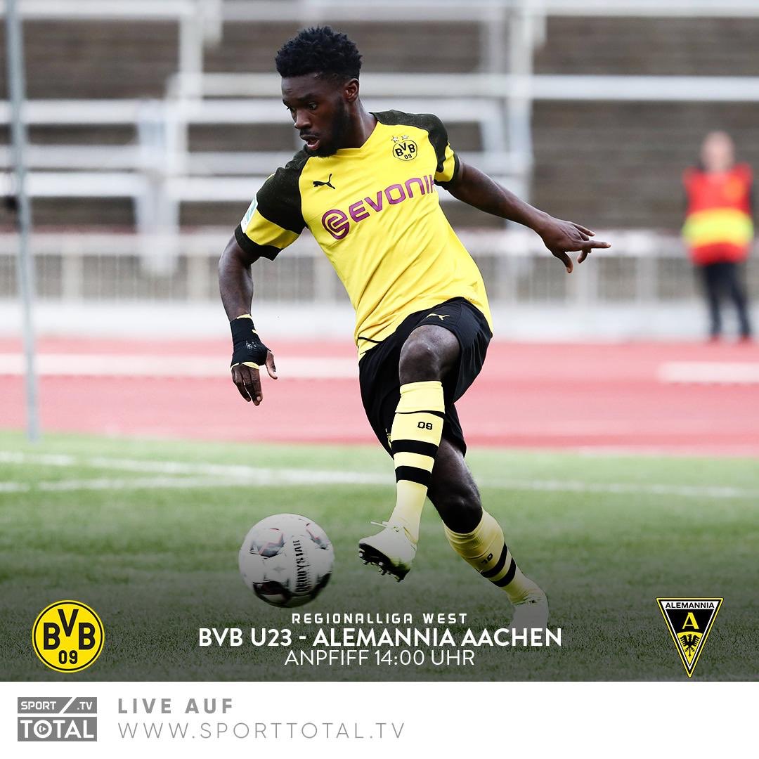 sporttotal_tv's tweet photo. Premiere bei uns in der #RegionalligaWest : die U23 des @BVB empfängt zum Saisonabschluss @Alemannia_AC live um 14 Uhr 🔥 ➡️ https://t.co/Cwto6R8X1Z #BVB #BVBAAC #sporttotal https://t.co/1uQ6HXAFsw