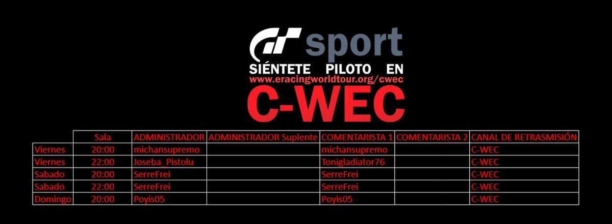 EWT_Live's tweet photo. Administradores y salas para hoy!!! Mucha suerte a todos y a seguir dando espectaculo. https://t.co/IA3r1m1QV7