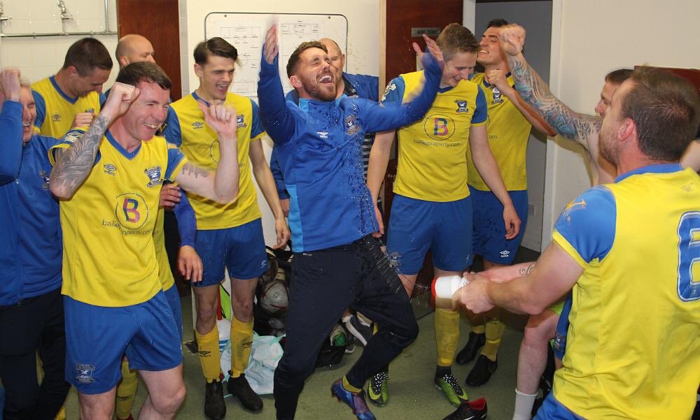EeefyBoylan's tweet photo. Great way to finish a tremendous season! Thanks to all involved once again. #invincibleseason #doublesup @bangorfc https://t.co/TzBOf8vEZC