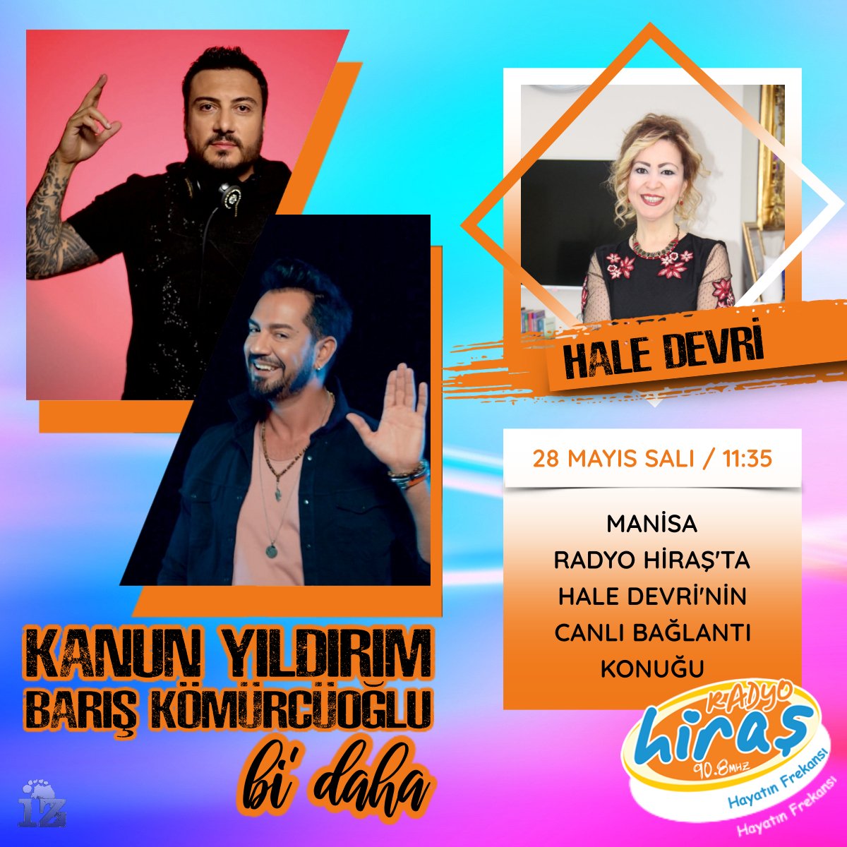28 Mayıs 2019 Salı saat 11.35'de Manisa Radyo Hiraş'da Hale Devri'nin canlı bağlantı konuğuyuz. Bi Daha ile tüm Türkiye'de yerel radyolar aracılığı ile herkese ulaşıyoruz. #djkanunyildirim #barisonair #izprdanismanlik #sevinculus #mertulusonline #bidaha