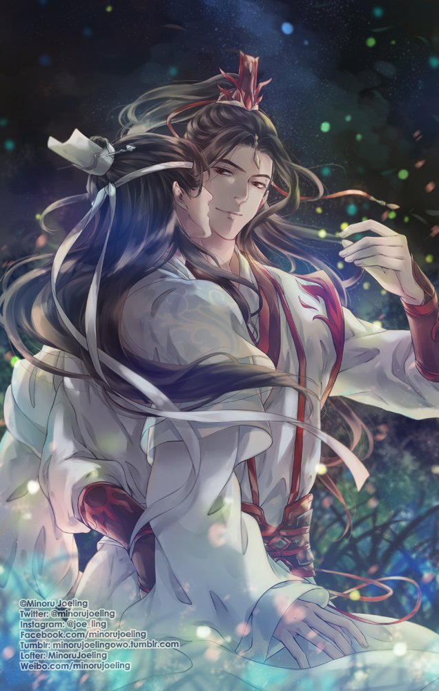 年轻温总把“妹” #蓝启仁 ~萤火虫
来自 #温启 同人【穷奇】lofter link：guguguaiguaifeng.lofter.com  
我不入邪教，谁入邪教
Young #WenRuoHan and #LanQiRen , Dragonfly
From #WenQi fanfic [QiongQi] guguguaiguaifeng.lofter.com