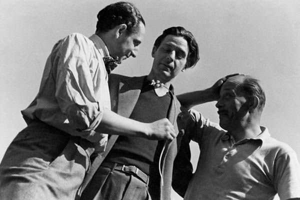 SHAC_Curator's tweet image. This #PhotoMW of Jack Beddington (far right), the legendary 1930s @Shell_UKLtd Publicity Manager, shows him with artists Hans Schleger and Edward McKnight Kauffer. Beddington became a patron of the arts and a friend to many artists #ShellHeritage @Beaulieu_Hants