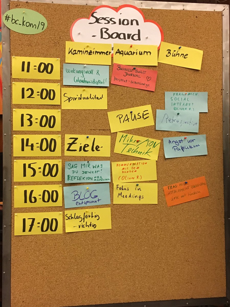 SignoraPascucci's tweet photo. Los geht’s!
#bc_kom19 #barcamp 
#sessionboard https://t.co/YjBigHAi0K