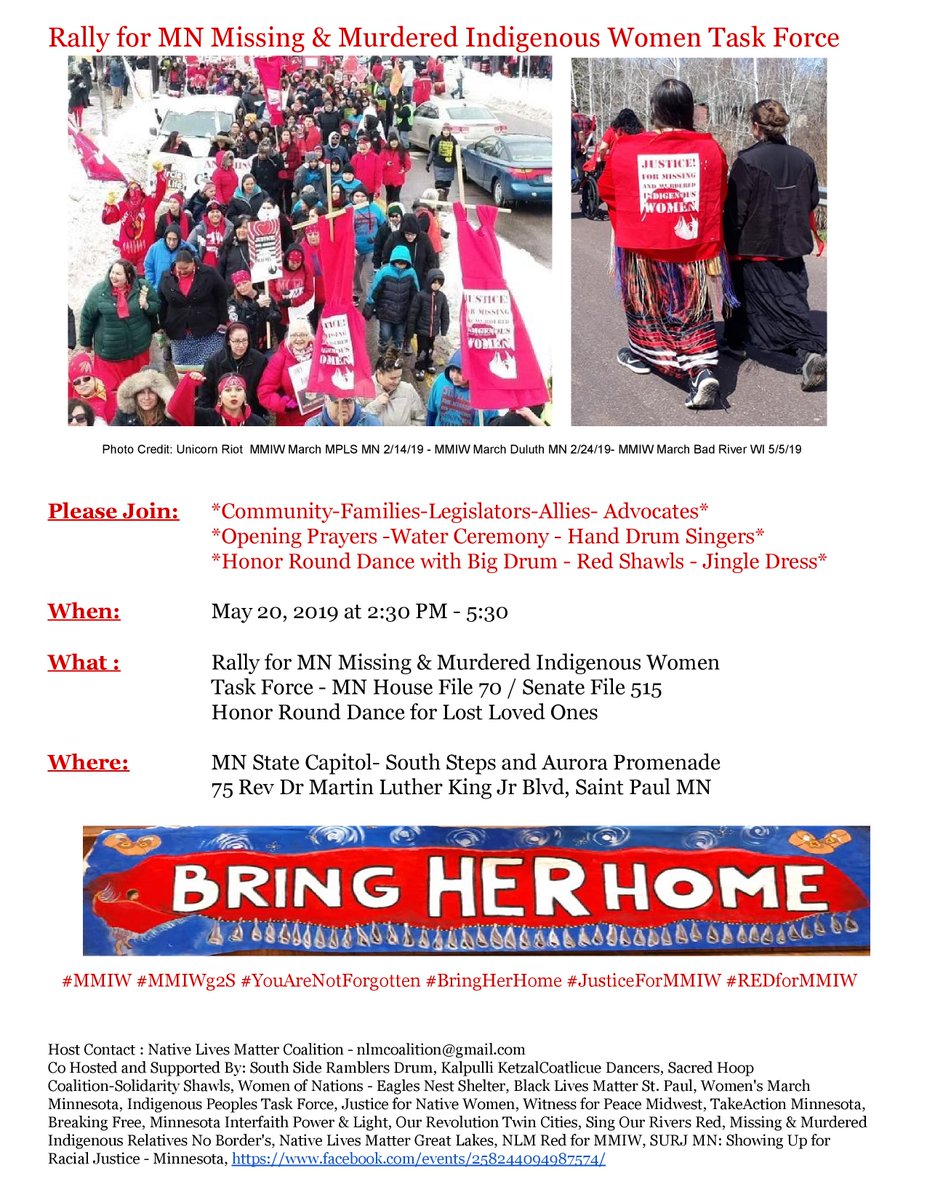 Please share and invite MMIW Rally MN State Capitol  5/20/19 facebook.com/events/2582440… …
#MMIW #BringHerHome #NativeWomenMatter