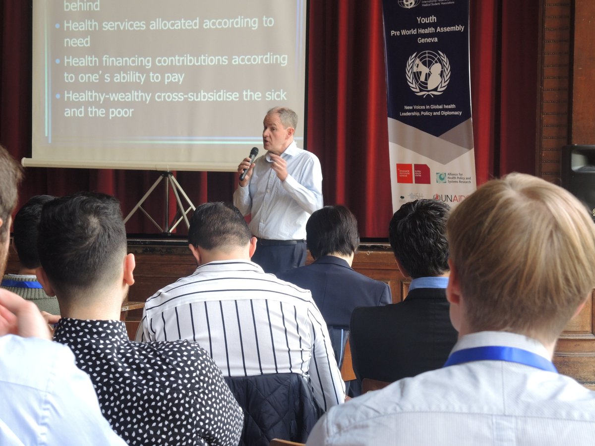 "Universal Health Cover is a smart political choice".
<a href="/yates_rob/">Rob Yates</a> presenting political economy of UHC to the participants of IFMSA's Youth #PreWHA. 
#WHA72 #Health4All #Youth4Health