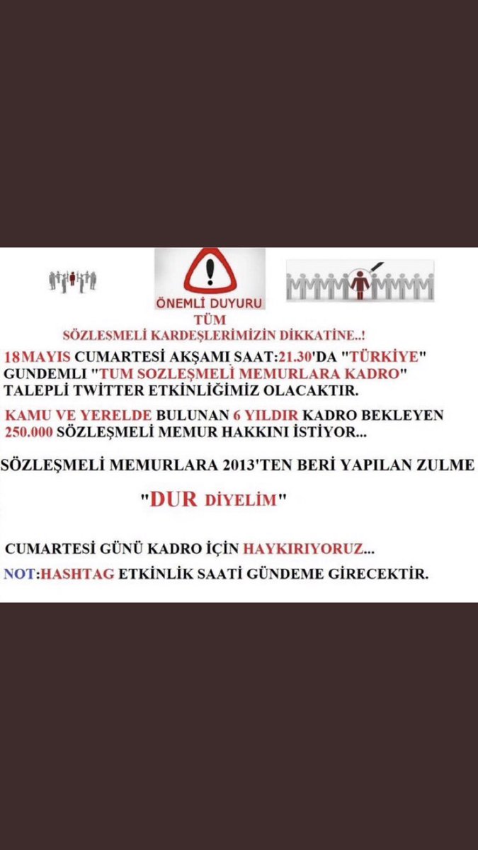 smemurtoplulugu's tweet photo. ETKİNLİK DUYURUSU...

18 Mayıs Cumartesi yani BU AKŞAM Saat 21.30'da TÜRKİYE gündemli TÜM SÖZLEŞMELİLERE KADRO talebimizi dile getireceğimiz etkinliğimiz vardır.
Tüm sözleşmelilere ulaşmak adına bu  Retweet (RT) yapalım. https://t.co/96kuY95aWC