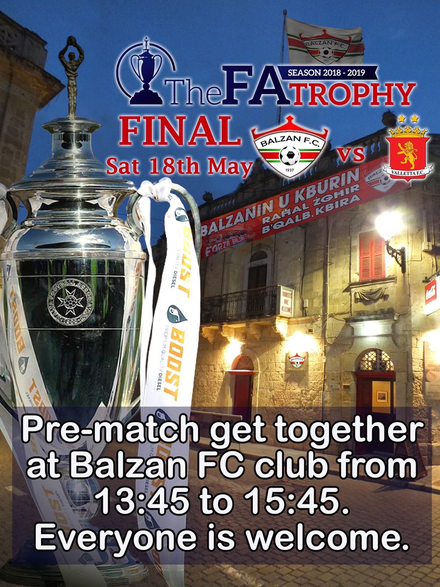 balzan1937's tweet photo. IT’S MATCHDAY !!
#FATrophyFinal #ForzaBalzan #WinForUs https://t.co/SPFJUlPZeI