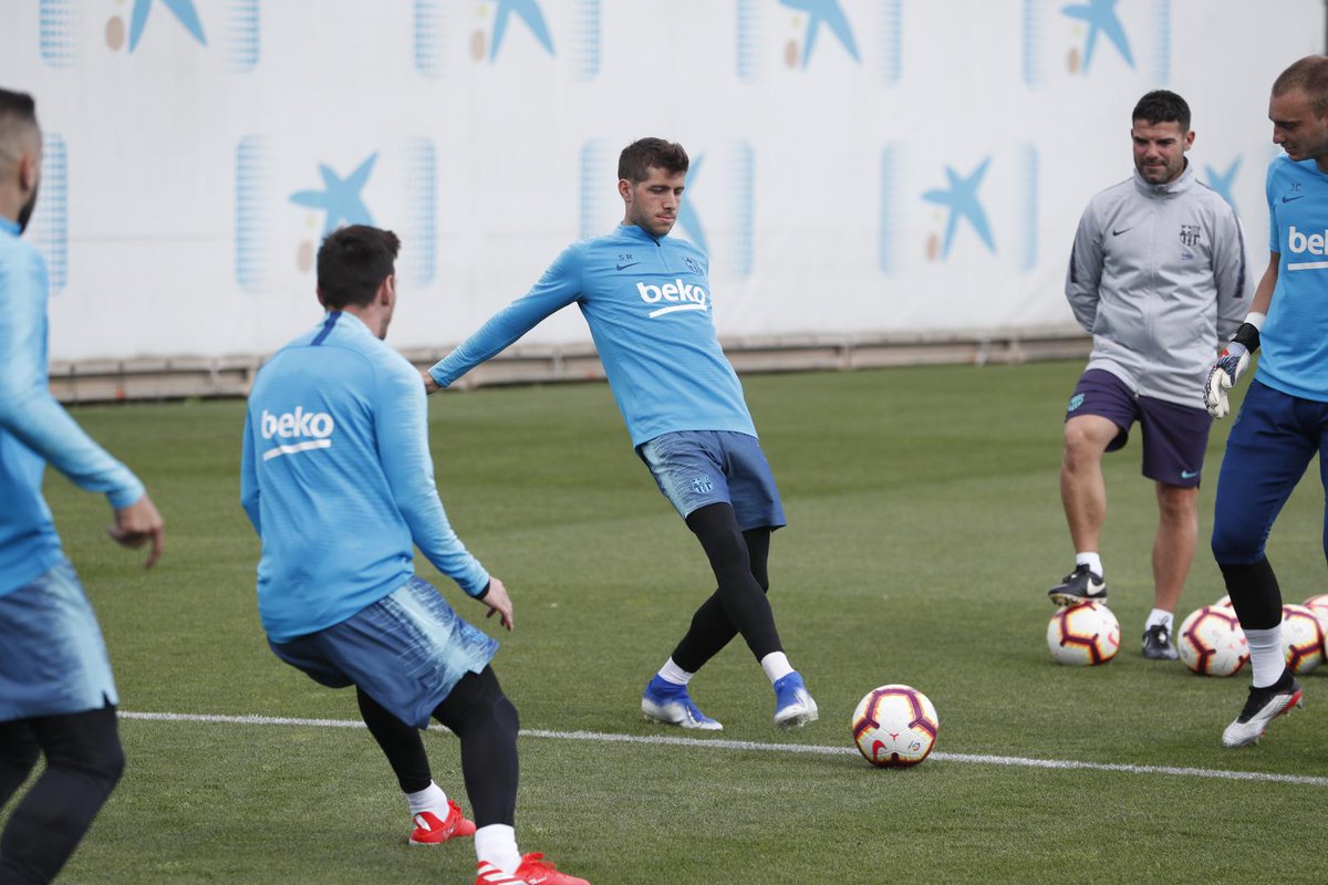 Sergi Roberto, en la sesión de este sábado (Foto: FCB).