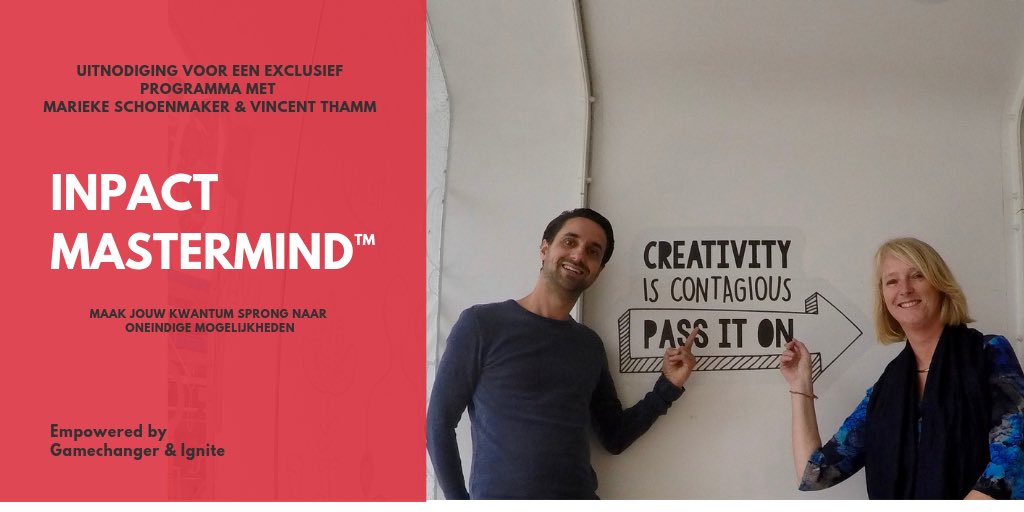 Na een succesvolle try-out gaan we op 5 september van start met de INPact Mastermind™️ van <a href="/BeGamechanger/">Marieke Schoenmaker</a> en <a href="/Vincent_Thamm/">Vincent Thamm</a> de speciale prijs voor dit programma is nu beschikbaar 😃 bit.ly/inpactmastermi… #innovatie #transformatie #duurzaam