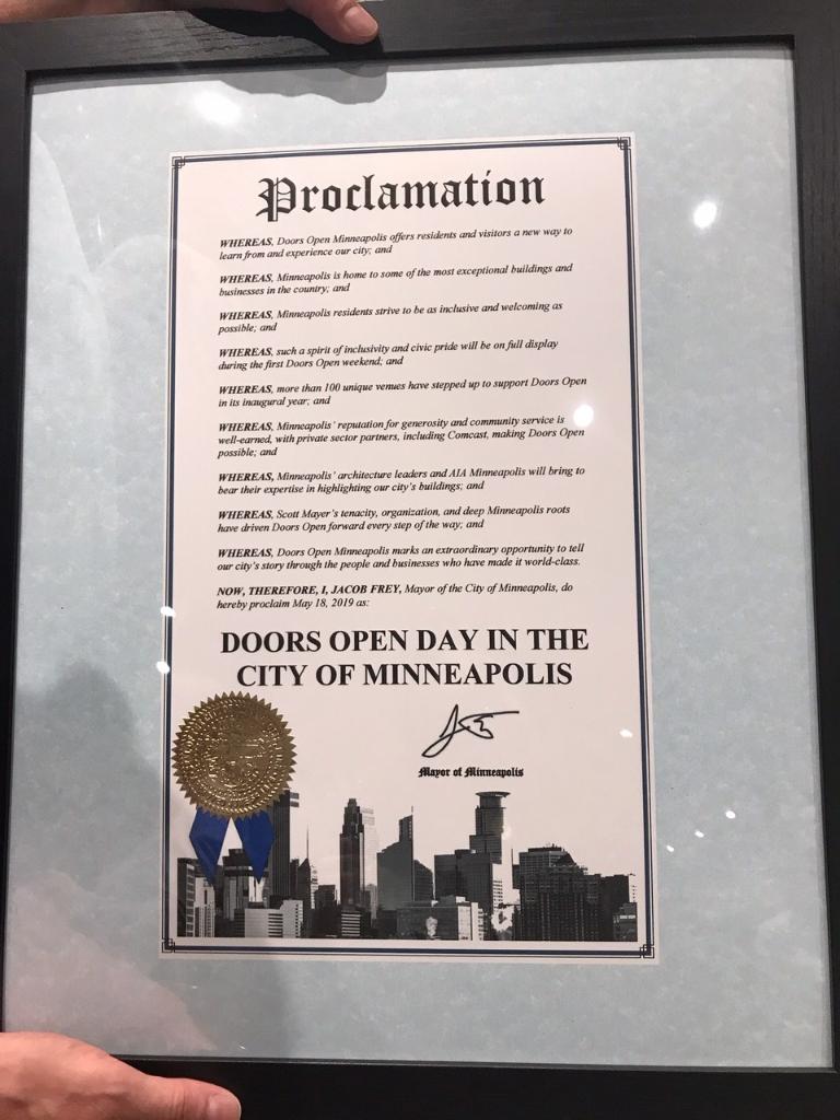 ComcastMSP's tweet photo. Minneapolis Mayor @Jacob_Frey welcomes visitors to @DoorsOpenMpls, celebrating our great city – today and tomorrow, 10 am - 5 pm. Be sure to visit the Comcast mobile device charging stations at @HewingHotel, @SurleyBrewing, and @WoodchuckUSA More at https://t.co/4sMsQQEzKa https://t.co/K48t2meOwf