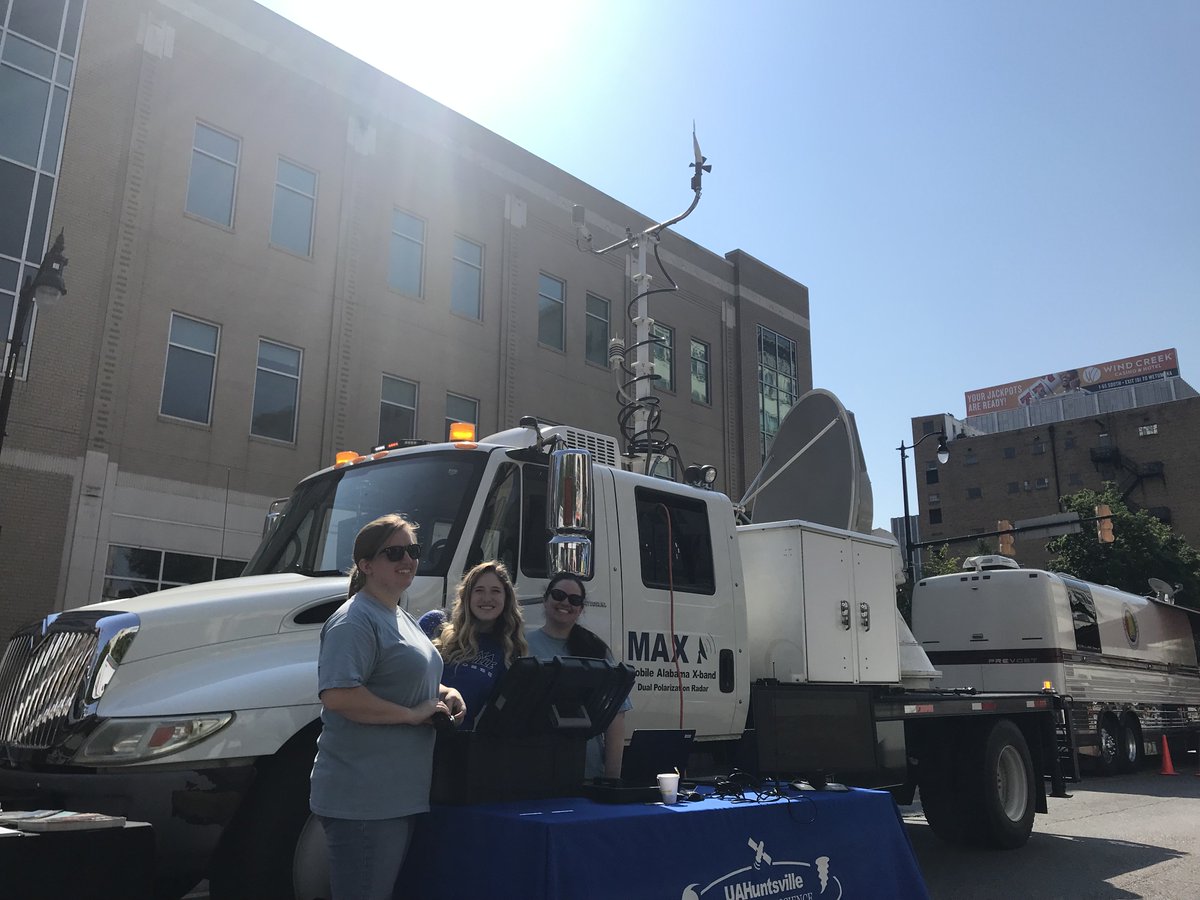 UAHSWIRLL's tweet photo. Have you ever wanted to tour a mobile radar or mesonet vehicle? Come down to #WxFest19 today at the McWane Science Center in Birmingham to see the @UAHSWIRLL MAX Radar &amp; M3V to learn about our #VORTEXSE tornado research and our B.S., M.S., &amp; Ph.D. programs!  #alwx https://t.co/Thoy1rMM4Z