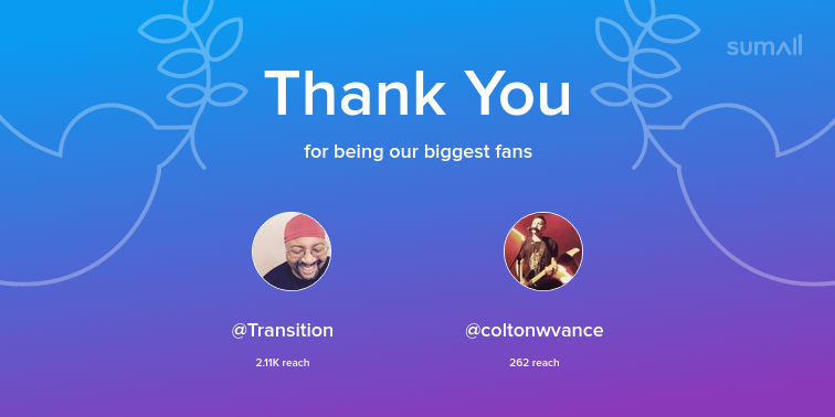 ZephyrYugi's tweet photo. Our biggest fans this week: Transition, coltonwvance. Thank you! via https://t.co/zn9CKindgo https://t.co/734OqVO3ca