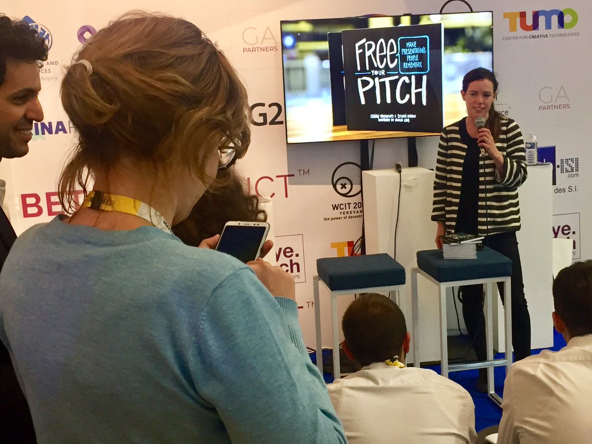 InspiringArm's tweet photo. Before an overcrowded @InspiringArm pavilion, @CoWaroquiers shares 3 key techniques to create impact and #FreeYourPitch @storymakers_eu : this be interested, be memorized, spark an action! People just want to have a remarkable idea, not a template!
#VivaTech #InspiringArmenia https://t.co/yr3lY9Nadr