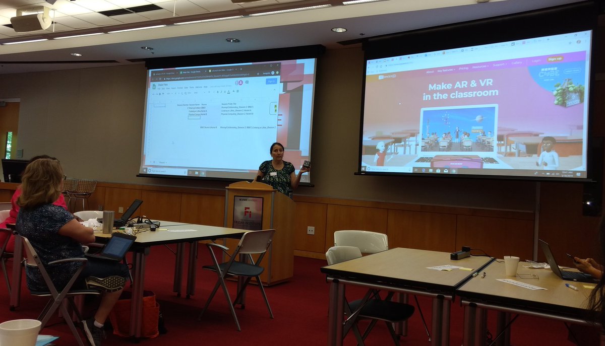 roddywood's tweet image. @MsLeeTeacher teaching us about AR/VR at #edcampcode thank you @samandjt for organizing this opportunity @FridayInstitute